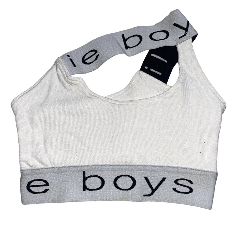 Boys Lie One Strap Strappy Sleeveless Crop Top Shirt Sz S/M White/Black
